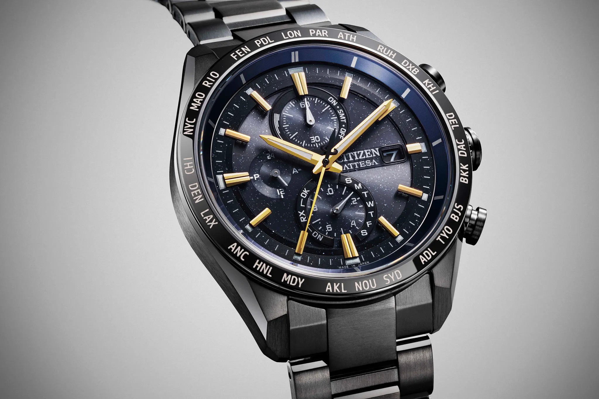 ATTESA Black Dial Super Titanium with DLC Coating Bracelet AT8289